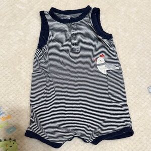 Carter's Navy and White Striped Baby Romper